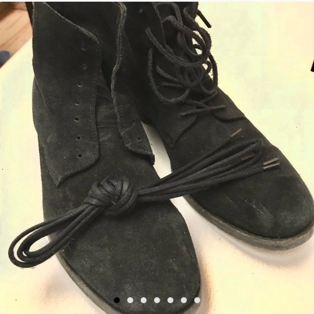 All Saints Pin Boots Black Grey Leather insole